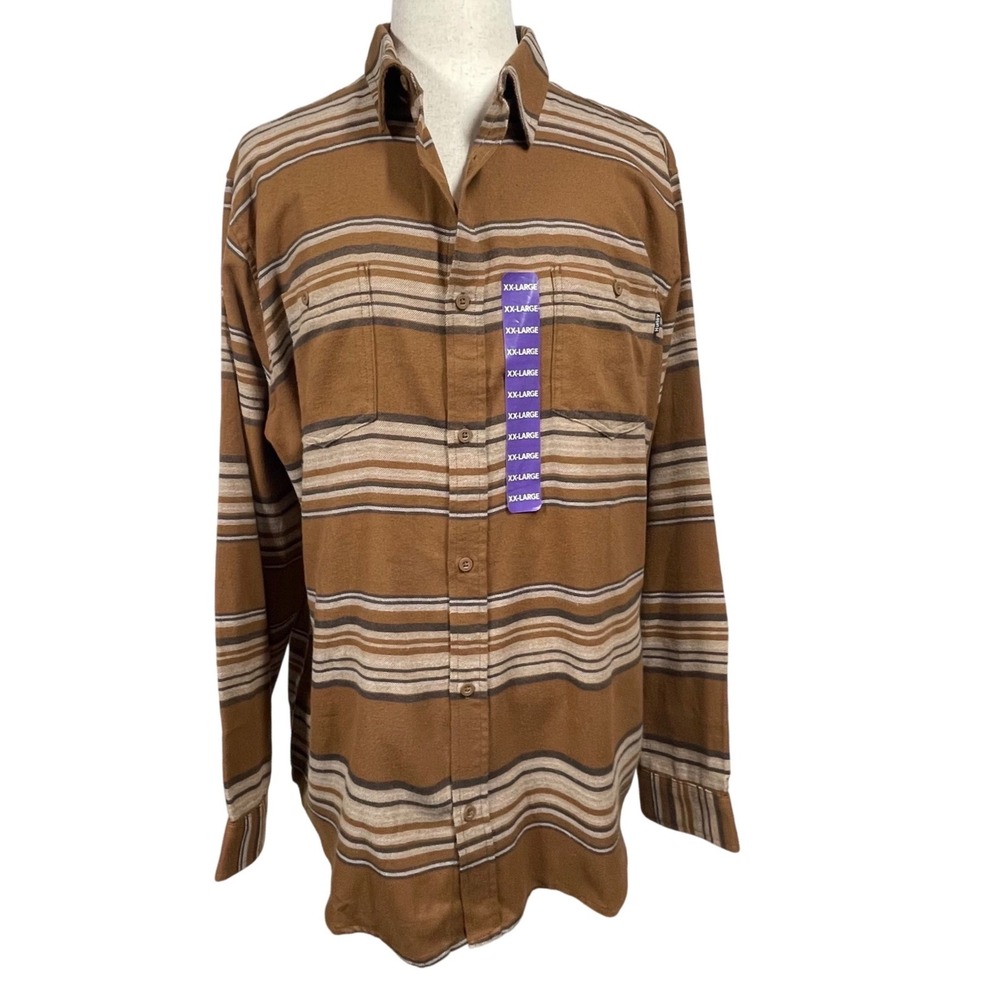 Hurley Mens XXL Bronzed Striped Ultra Soft Brushed Button Up Shirt HMF23-08213